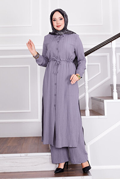 EBRUTESETTÜR Belted Trousers Hijab Set Gray