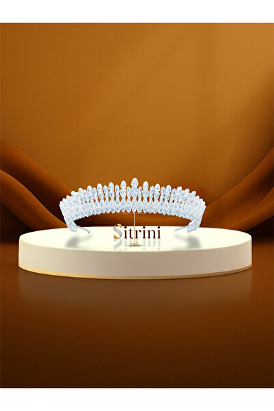 sitrini إكسسوار شعر من حجر الزركون على شكل تاج الزفاف من سيلفا