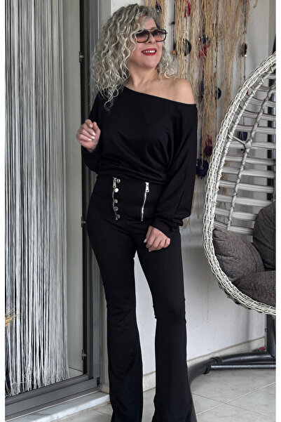 Dila Butik Çift Fermuarlı İspanyol Tayt