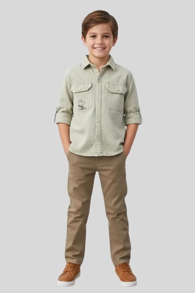 ww waka waka kids store Комплект за момчета с бежова риза с принт на Снупи и ...