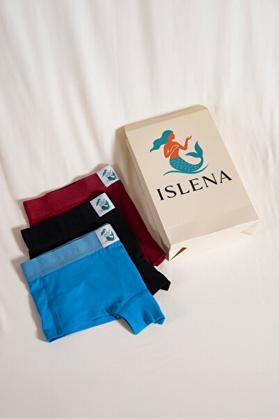 ISLENA 3'lü Boxer - Comfy Night Set (Bordo/Siyah/Mavi 3'lü Boxer Set)