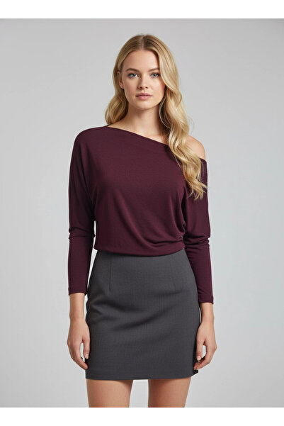 Park Karon Women's Boat Neck Bat Sleeve Lycra Combed Cotton Blouse 13001