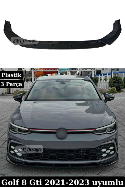SML Dizayn 2021-2022-2023 Golf 8 Gti Ön Lip Ek Karlık Plastik 3 Parça Siyah