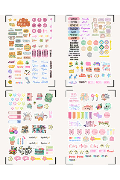 NovaNotlar A4 Size Sticker Set – Weekly Plan, to Do List, Agenda Label, Color...