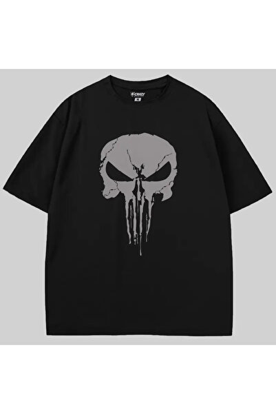 Crazy Тениска с голям размер с лого Punisher Grey Skull