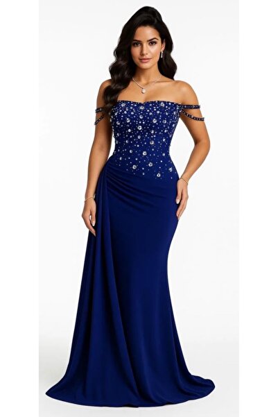 alqarat The Celestial Draped Crystal Evening Gown