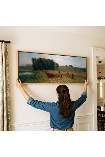 woodhomeworks Tek Parça Gerçek Ahşap Yatay Panorama Çerçeveli Tablo