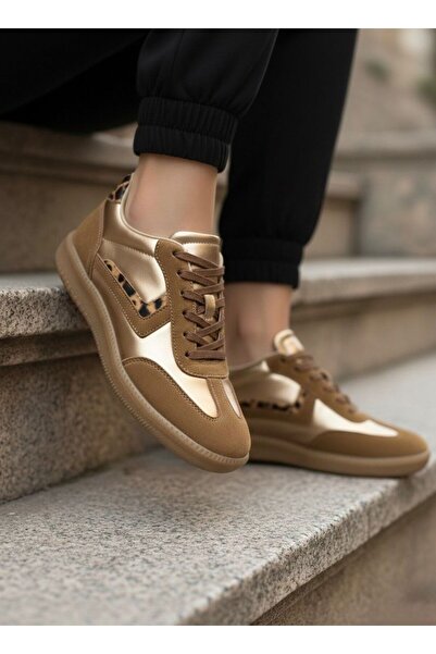 Santamarina Women's Leopard-Brown Detailed Casual Comfortable Sole Sneaker