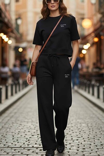 vynor atelier Women's Palazzo Tracksuit Set - Cotton Double Set