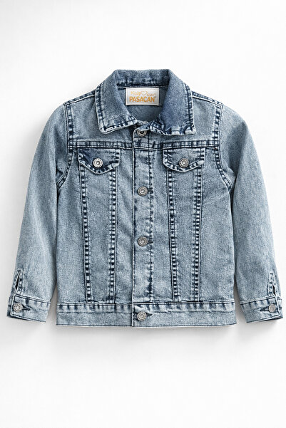 mini kanka Boy's Denim Jacket with Stone Detailing – Buttoned Denim Jacket Ca...
