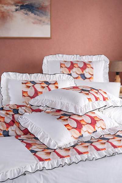 GÖRMEZ TEKSTİL Premium Series - 5D Printed 100% Cotton - Ruffled Double Duvet...