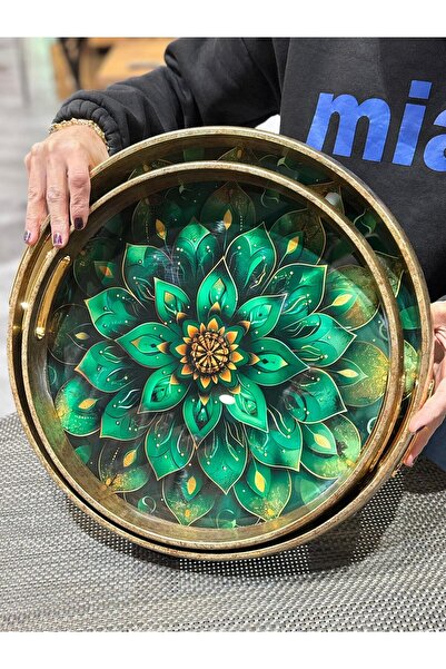 şirineşyalarım 2 Piece Glass Patterned Tray