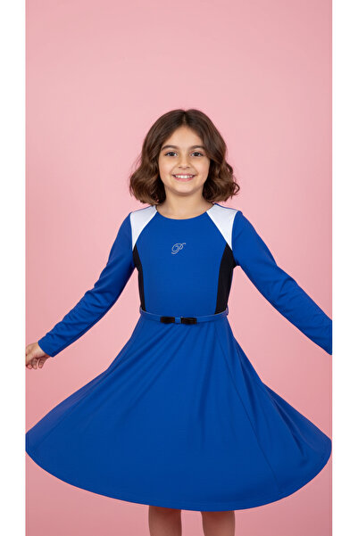 Jolanda Combed Cotton Blue Girl's Dress