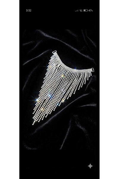 Zanora özel tasarım Kıyafet tasarım 2 adet dikmeli kristal taşlı Şerit gümüş ...