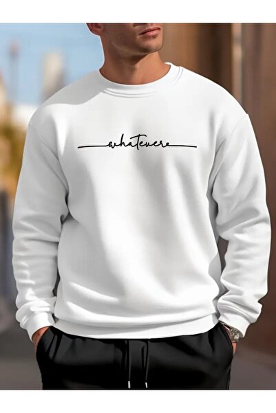 Wear Up Men's Long Sleeve Print Detailed Two Thread Sweat