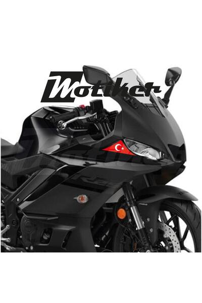 Motiker Yamaha YZF R25 Far Yanı Türk Bayrağı Tasarımı Sticker Etiket Modeli