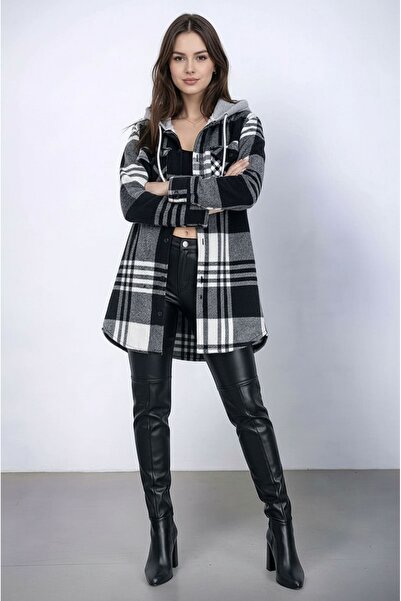 MAMAYAGA Дамска шарена блокова дървосекачка с широка кройка, качулка, джобове...