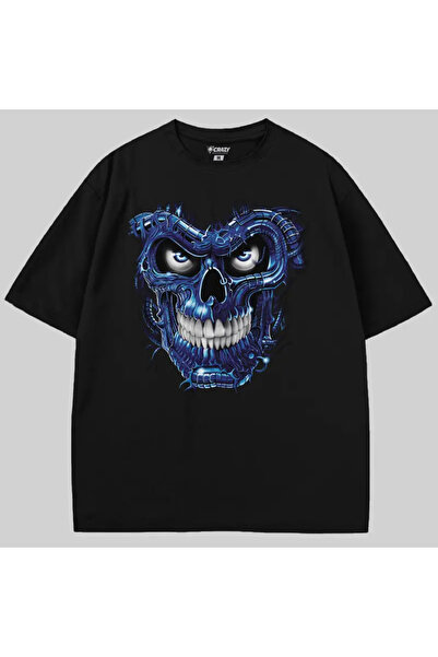 Crazy تي شيرت تيرميناتور سكول بلو قصة فضفاضة