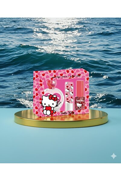 ZENCHES Hello Kitty Hediye seti parfüm oje ve dudak nemlendirici