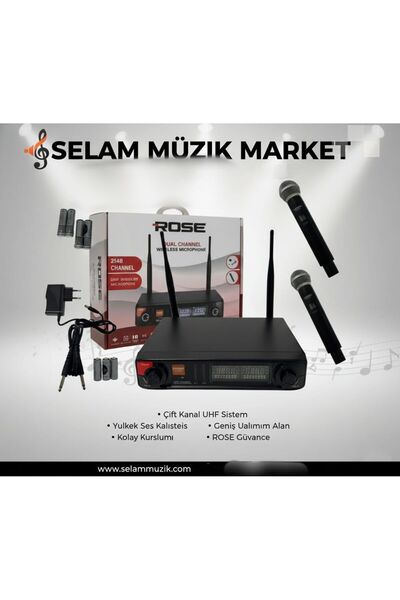 Rose R-702-EE 2 EL TELSİZ MİKROFON