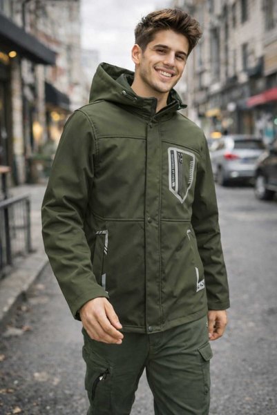 Sınwear معطف رجالي مقاوم للماء والرياح مع بطانة فرو داخلية