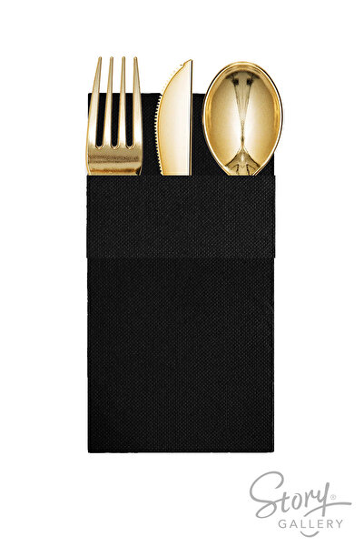 Story 40x40 cm 2 Katlı 50'li 1/8 Cepli Air Touch Desen Siyah Renkli Kağıt Peçete