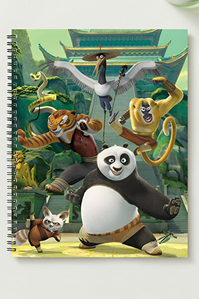 BLACKONECLASS KUNG FU PANDA A5 Metal Spiralli Çizgisiz kalın bristol Kapak KU...