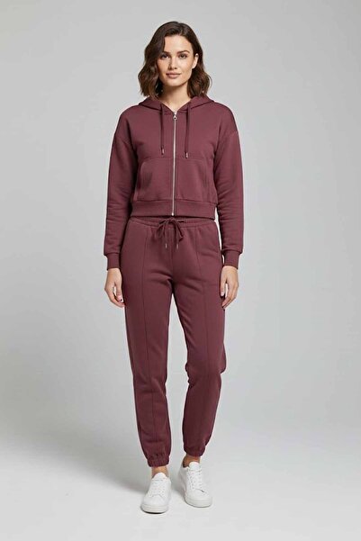 vynor atelier Women's Zippered Hooded Crop Tracksuit Set - Relaxed Fit Street...