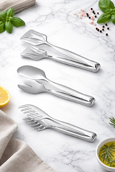 Emal Home طقم ملاقط تقديم من الفولاذ المقاوم للصدأ مكون من 3 قطع - طقم ملاقط ...