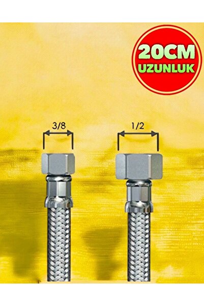 Nalbur Bakkal 3/8-1/2 Flex Paslanmaz Çelik Örgülü Hortum Klozet Taharet Kombi...