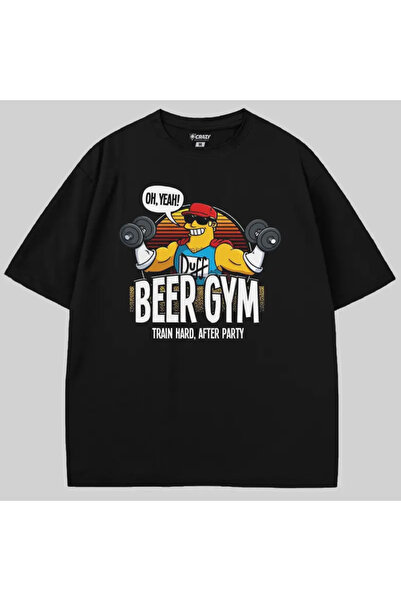 Crazy Μπλουζάκι The Simpsons Duff Beer Gym oversized