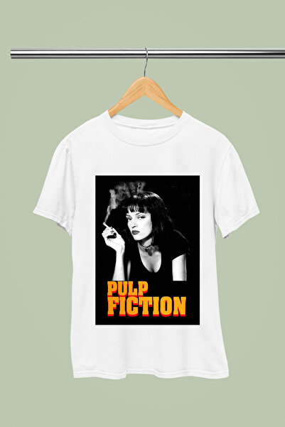 MAGORS تيشيرت قطني 100% مطبوع عليه PULP FICTION بأكمام قصيرة وقصة عادية