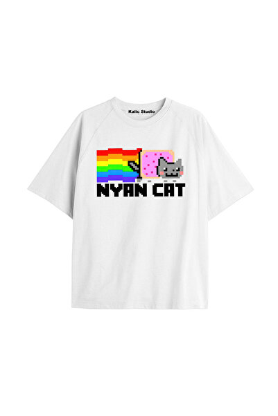 Kalic Studio Nyan Nyan Cat Oversized Unisex T-Shirt White