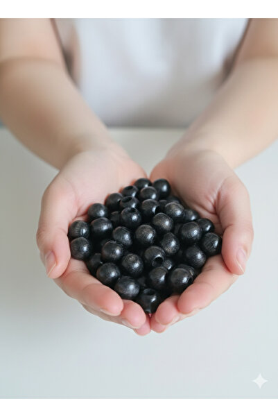 14 Mm Black Color Wooden Beads Hobby and Craft Material (100 g - Average 125 Pieces)