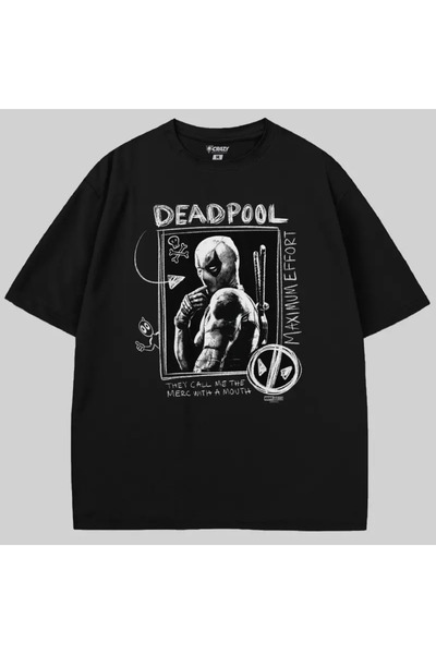 Crazy Μπλουζάκι Deadpool Portrait & Doodles oversized