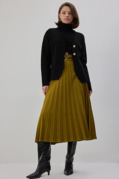 Touché Privé Pleated Suede Skirt
