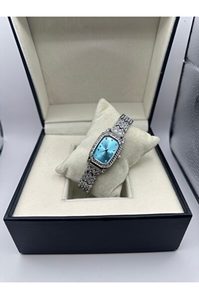 QUARTZ Rectangular Dial Stone Detailed Women's Wristwatch in Gift Box