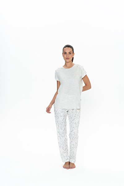 U.S. Polo Assn. Γυναικείο Εκρού Mlnj. Σετ Άνετες Πιτζάμες - ARSNO20D06L3T