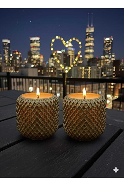 SSB 2'li Set GOLD RENK GEOMETRİK DESEN MUM