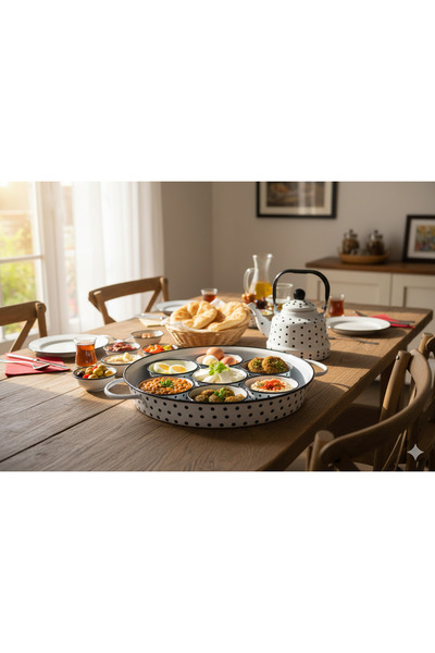 Generic Breakfast tray with metal teapot – a practical and elegant serving set