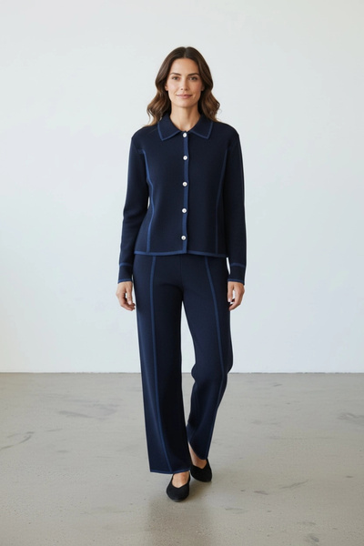 Invee Yün Karışımlı Triko Takım - Lacivert