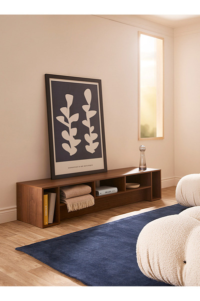 ViraHome Ahşap ve Metal Dekorasyon Scandinavian angle Natural Wood TV unit