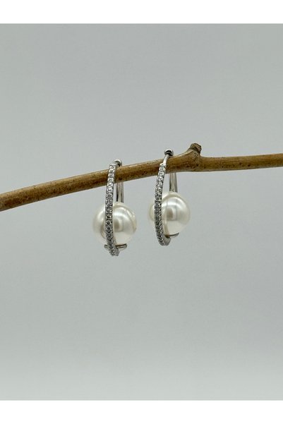 AUBRA Lyra Shell Xuping Women's Steel Pearl Earrings Non Tarnish Antiallergic Silver Color
