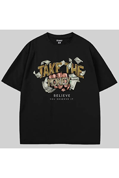 Crazy قم بأخذ المال قصة فضفاضة تي شيرت