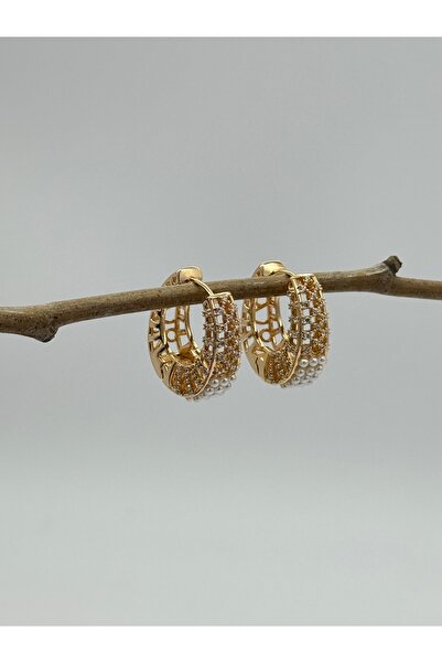 AUBRA Vento Spiral Taşlı Çelik Küpe Rose Altın - Antialerjik