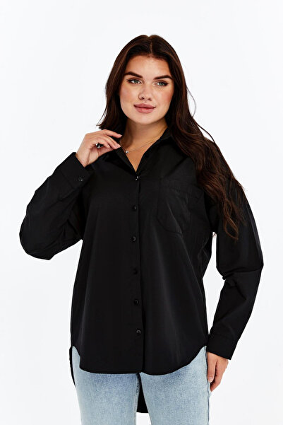 Chago Cămașă lungă din poplin, supradimensionată, cu buzunare, pentru femei