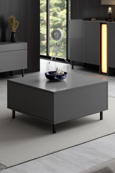 Modatte PARİS ORTA SEHPA METAL AYAKLI MODERN ANTRASİT SEHPA