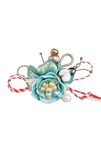 Miidefloriart Martisor tip brosa, Buchete de flori cu perle si margele placat...