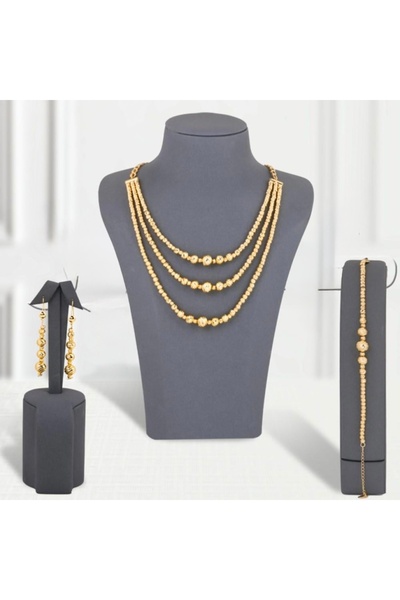 Un طقم درويكا السبحات 3 خط بديل الذهب