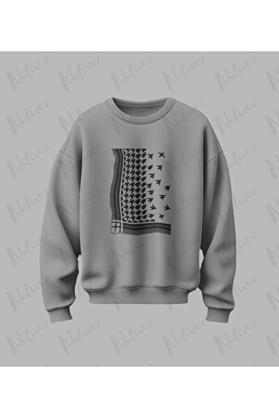 Nulivez Palestine Design Printed High Quality Unisex Oversized O Neck Sweatshirt